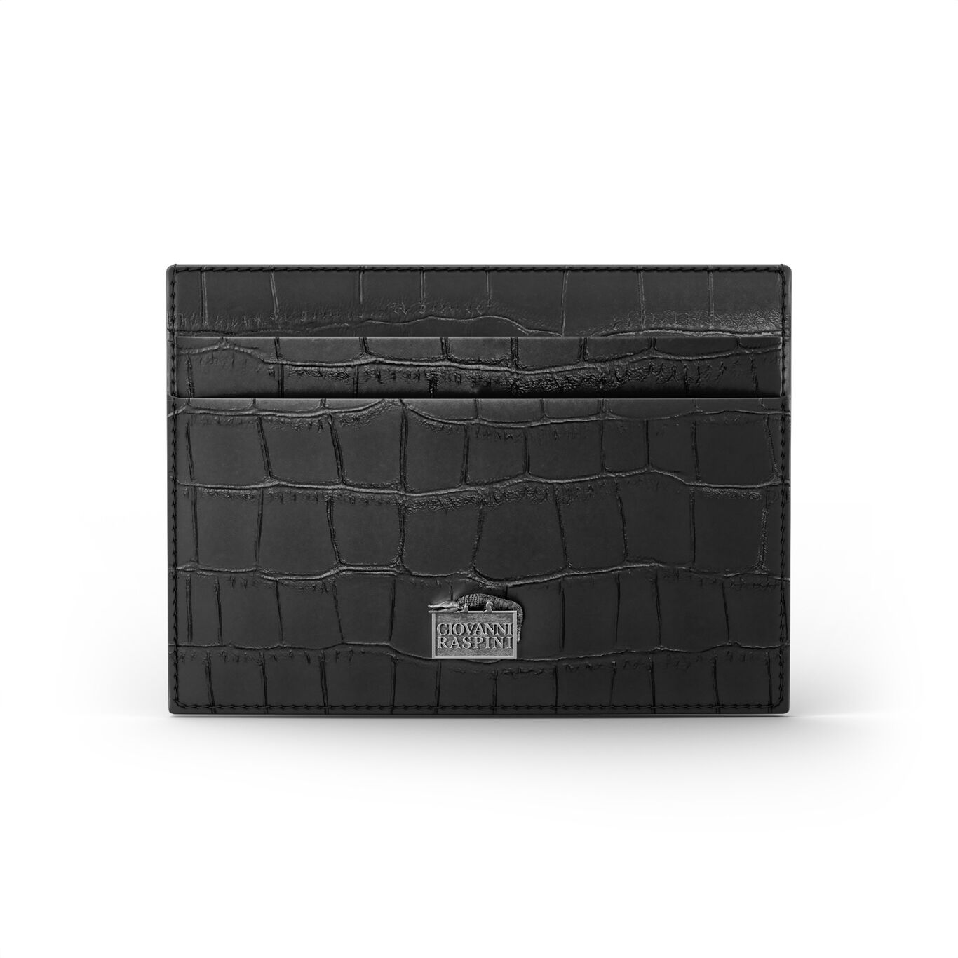 Portacarte Pelle Croco Nera