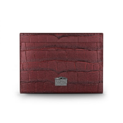 Portacarte Pelle Croco Borgogna